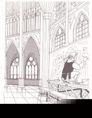 BV2 S2 hoa si ve tren giay dan tuong vao the ky thu 16 va the ky thu 18