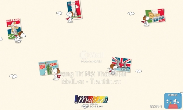 Giấy Dán Tường Hàn Quốc PEANUTS 83219-1 2 Giấy Dán Tường Hàn Quốc PEANUTS 83219-1