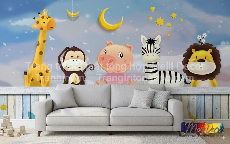 Tranh Dán Tường Cho Phòng Bé, Trẻ Em Ngộ Nghĩnh Dễ Thương ML88420017 1 Tranh Dán Tường Cho Phòng Bé, Trẻ Em Ngộ Nghĩnh Dễ Thương ML88420017