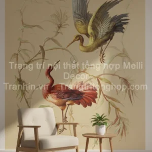 Tranh Dán Tường Công Hạc Cổ Điển ML92010009