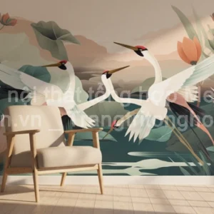 Tranh Dán Tường Công Hạc Cổ Điển ML92010014