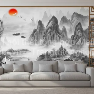 Tranh Dán Tường Phòng Khách Thủy Mặc ML82640004