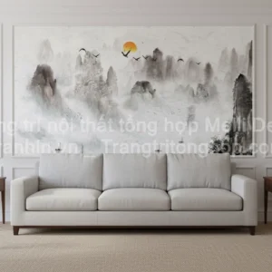 Tranh Dán Tường Phòng Khách Thủy Mặc ML82640006