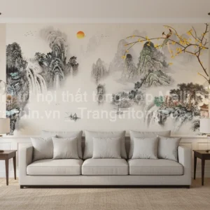 Tranh Dán Tường Phòng Khách Thủy Mặc ML82640008