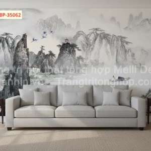 Tranh Dán Tường Phòng Khách Thủy Mặc ML82640009