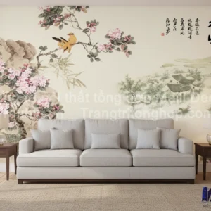 Tranh Dán Tường Phòng Khách Thủy Mặc ML82640011