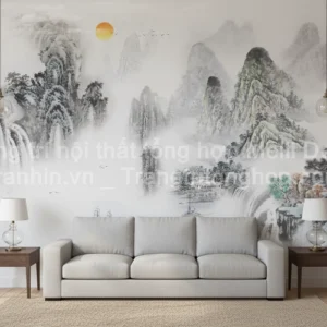 Tranh Dán Tường Phòng Khách Thủy Mặc ML82640013