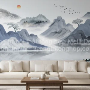 Tranh Dán Tường Phòng Khách Thủy Mặc ML82640014