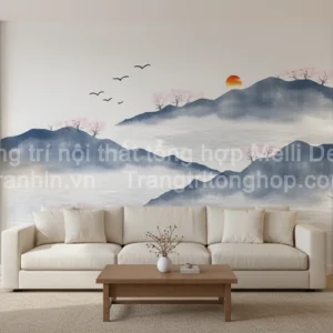 Tranh Dán Tường Phòng Khách Thủy Mặc ML82640015
