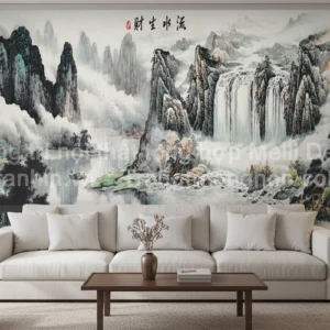 Tranh Dán Tường Phòng Khách Thủy Mặc ML82640016