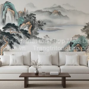 Tranh Dán Tường Phòng Khách Thủy Mặc ML82640020