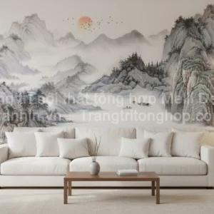 Tranh Dán Tường Phòng Khách Thủy Mặc ML82640021