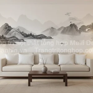 Tranh Dán Tường Phòng Khách Thủy Mặc ML82640022