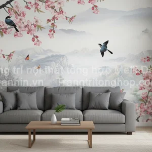 Tranh Dán Tường Phòng Khách Thủy Mặc ML82640024