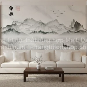 Tranh Dán Tường Phòng Khách Thủy Mặc ML82640025