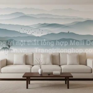 Tranh Dán Tường Phòng Khách Thủy Mặc ML82640026