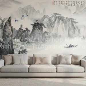 Tranh Dán Tường Phòng Khách Thủy Mặc ML82640027
