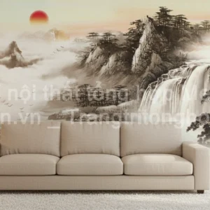 Tranh Dán Tường Phòng Khách Thủy Mặc ML82640029