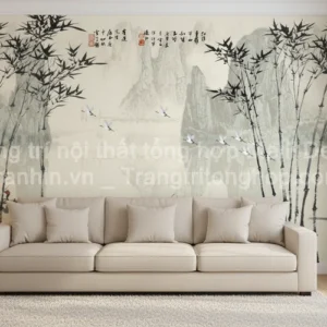 Tranh Dán Tường Phòng Khách Thủy Mặc ML82640030
