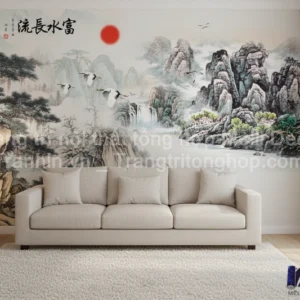 Tranh Dán Tường Phòng Khách Thủy Mặc ML82640031
