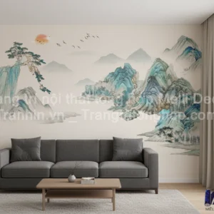 Tranh Dán Tường Phòng Khách Thủy Mặc ML82640035