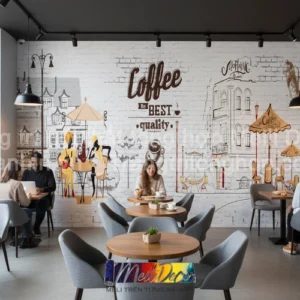 Tranh Dán Tường Quán Cafe ML81710004