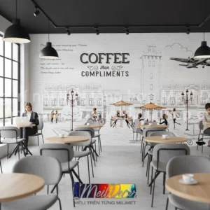 Tranh Dán Tường Quán Cafe ML81710005